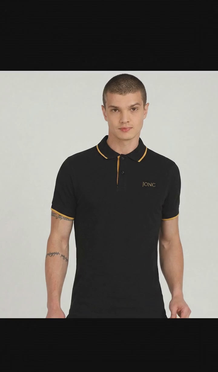 Premium Black Polo T-Shirt with shining JONC golden logo
