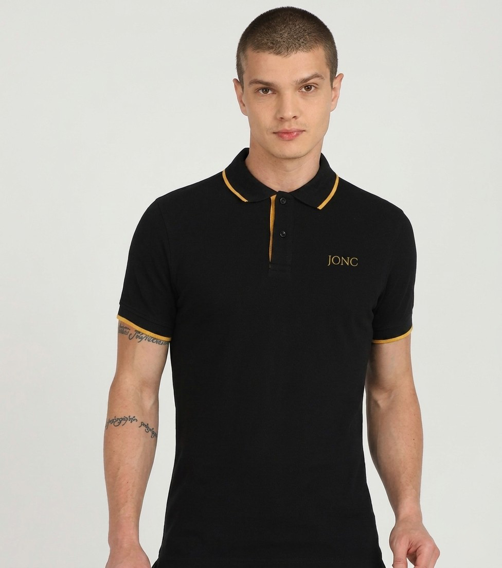 Premium Black Polo T-Shirt with shining JONC golden logo